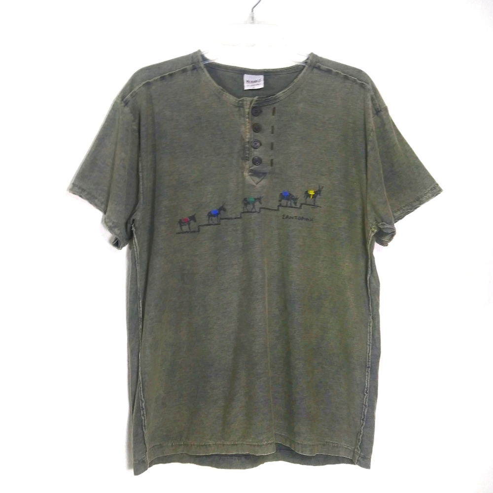 Modous - green raw hem made in greece graphic tee